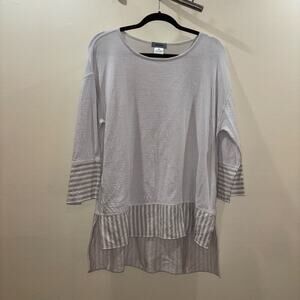 Iridium 100% Pima Cotton Striped Lagenlook Oversized Shirt – Size XS